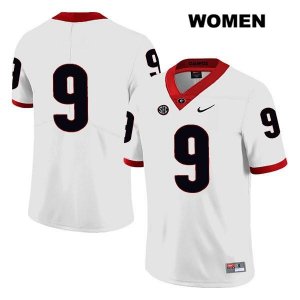 Women's Georgia Bulldogs NCAA #9 Ameer Speed Nike Stitched White Legend Authentic No Name College Football Jersey VII3854NZ